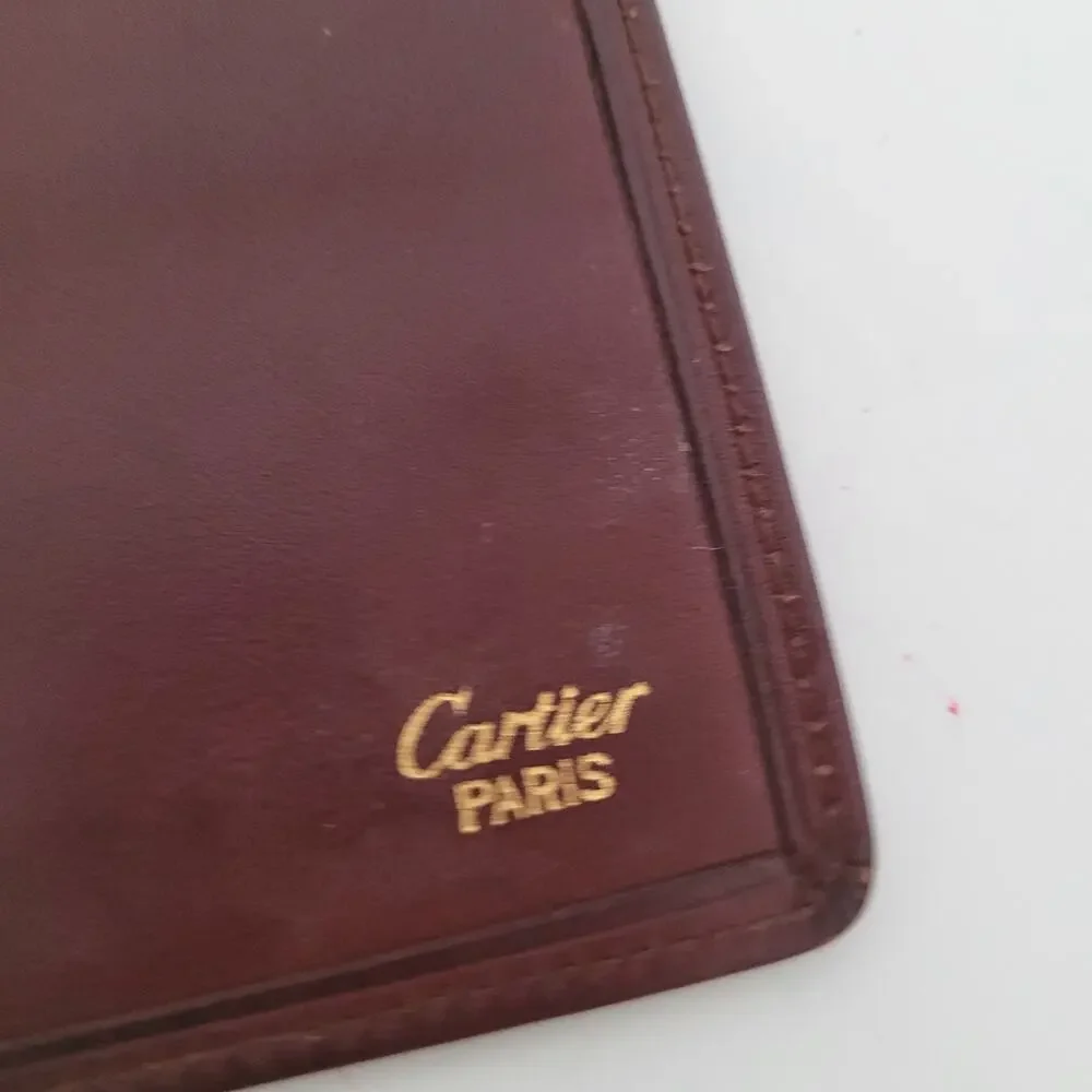Cartier Vintage Bifold Leather Bordeaux Red Wallet Large Credit Card Burgundy
